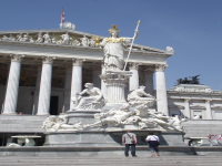 Pallas Athena fountain in front of the Parliament Building in Vienna